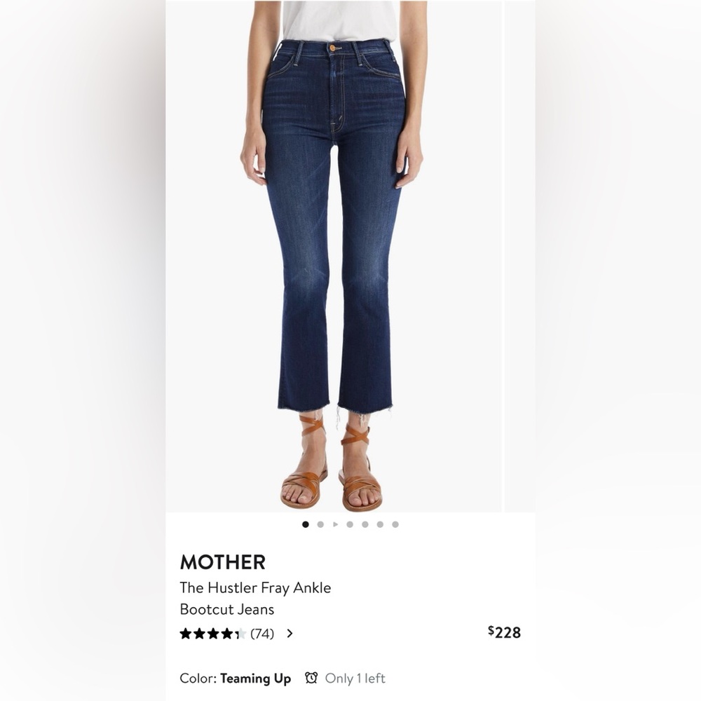 MOTHER The Hustler Fray Ankle Bootcut Jeans - Dark Blue